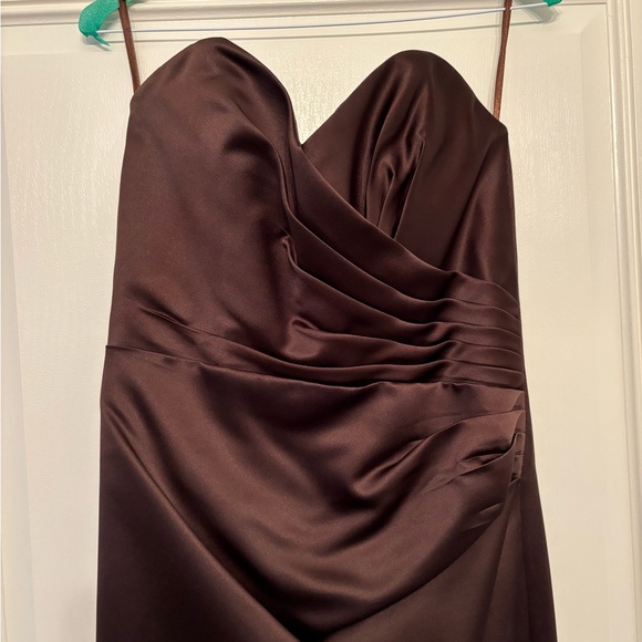 Chocolate brown satin bridesmaid dress - Picture 2 of 4